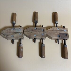 3x Jorgensen Adjustable Clamp Co Wood Hand Screw Clamps Vise Woodcraft